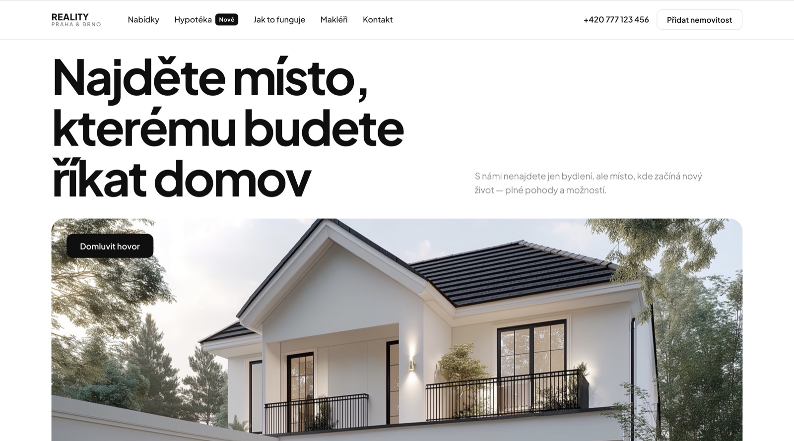 Prémiová realitka — náhled webu